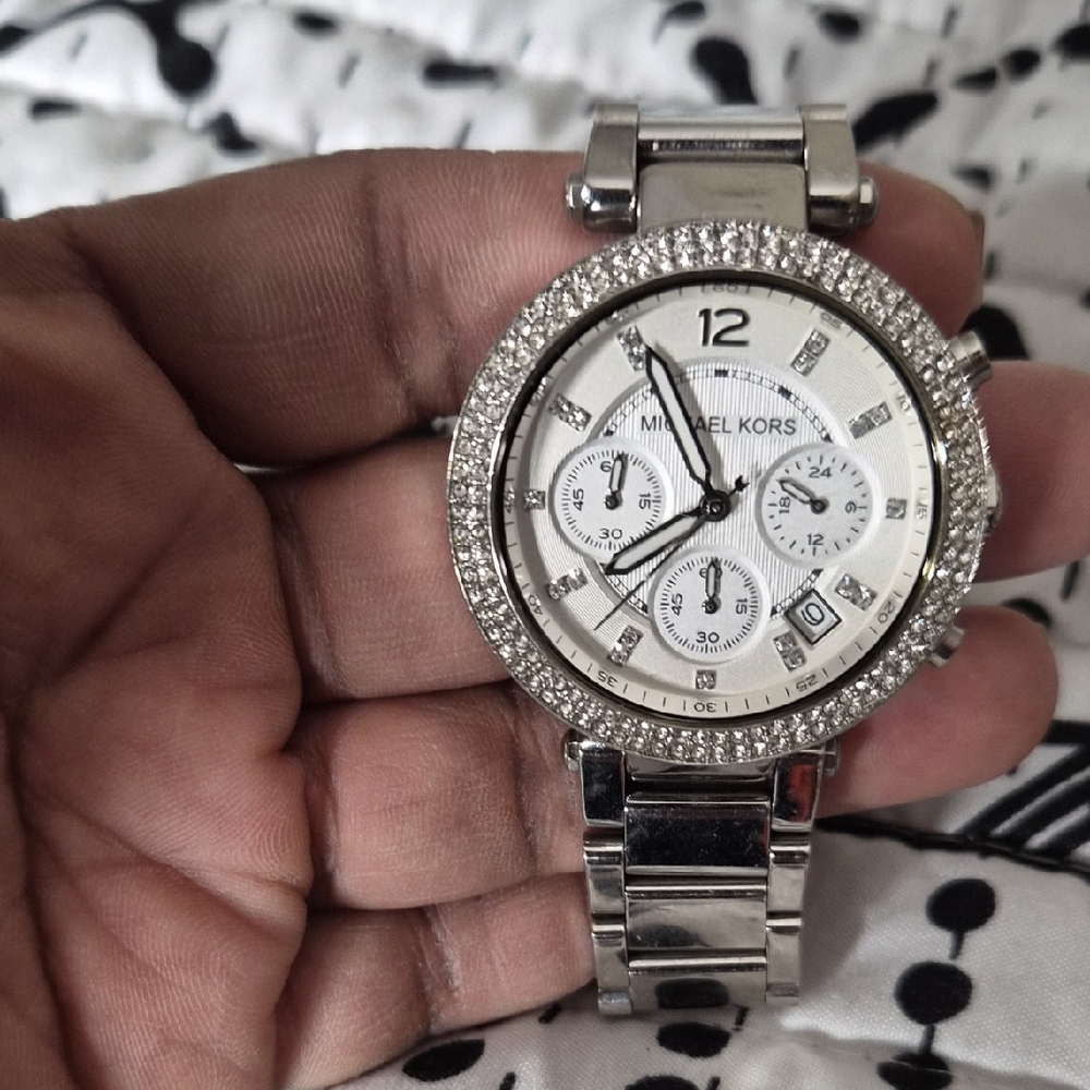 Michael Kors Silver and White Women's Watch